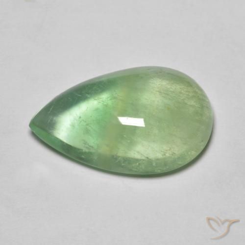 Fluorita Verde Cabujón Pera de 17,5 x 12,2mm de India, peso de 12.33ct, piedra preciosa No tratado de forma natural en claridad Transparente, Fluorita de 1 pieza: el color es Verde lima, dureza Mohs de 4, Photo A