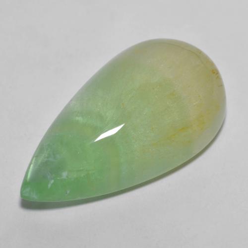 Warm Green Fluorite Gem - 15.6ct Pear Cabochon (ID: 597797)