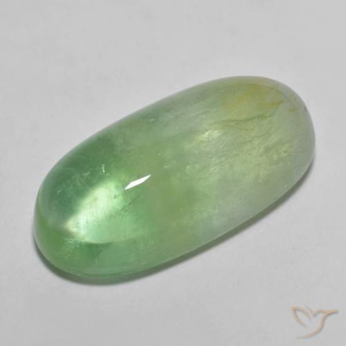 14.07 ct Green Fluorite Stone, Natural Fluorite in Oval Cabochon Shape for Sale