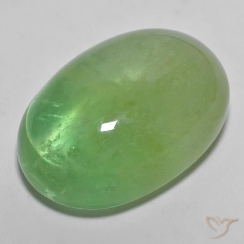 36.25 ct Green Fluorite Stone, Natural Fluorite in Oval Cabochon Shape for Sale