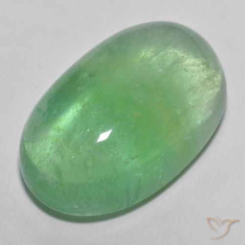26.04 ct Green Fluorite Stone, Natural Fluorite in Oval Cabochon Shape for Sale