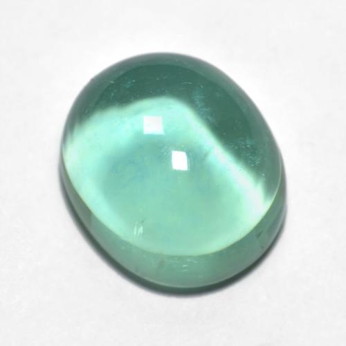 Medium Bluish Green Fluorite Gem - 5.7ct Oval Cabochon (ID: 606672)