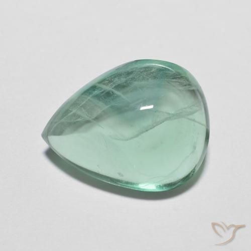 6.47 ct Blue Green Fluorite, 12.5 x 9.9 mm Pear Cut From India, Photo A