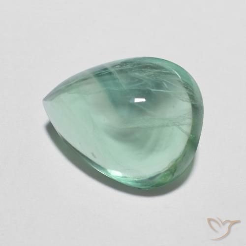 6.47 ct Turquoise Fluorite Stone, Natural Fluorite in Pear Cabochon Shape for Sale