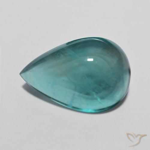 11.52 ct Blue Green Fluorite, 16.8 x 11.6 mm Pear Cut From India, Photo A