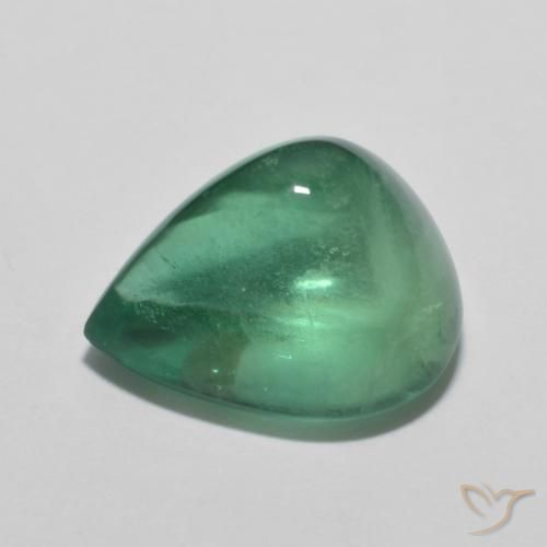 Fluorite Gemstone in 13.9 x 11.2 mm Size for Sale, Fluorite Stone in Light Cool Green Color