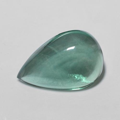 Fluorita Turquesa Pera de 14,9 x 10mm de India, peso de 8.69 ct, piedra preciosa natural No tratado en Transparente Clarity, Fluorita Cabujón Pera de 1 pieza - Color: Azul-verde, dureza Mohs de 4, Photo A
