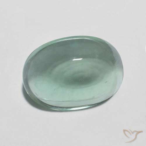 7.09 ct Turquoise Fluorite Stone, Natural Fluorite in Oval Cabochon Shape for Sale