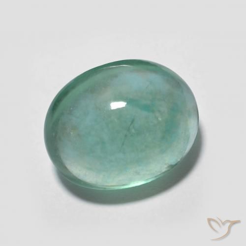 7.08 ct Turquoise Fluorite Stone, Natural Fluorite in Oval Cabochon Shape for Sale