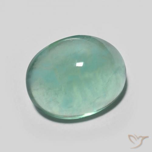 7.27 ct Turquoise Fluorite Stone, Natural Fluorite in Oval Cabochon Shape for Sale