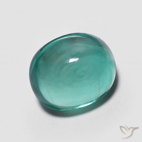 5.31 ct Turquoise Fluorite Stone, Natural Fluorite in Oval Cabochon Shape for Sale