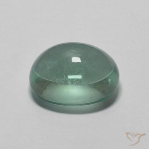 Fluorite Gemstone in 9.3 x 7.4 mm Size for Sale, Fluorite Stone in Bluish Green Color