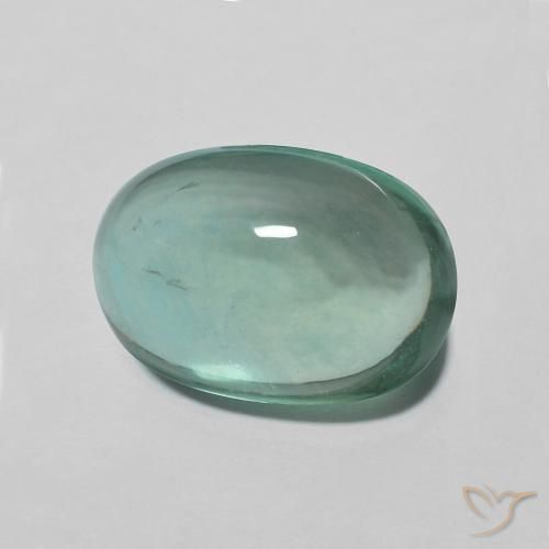 5.09 ct Turquoise Fluorite Stone, Natural Fluorite in Oval Cabochon Shape for Sale