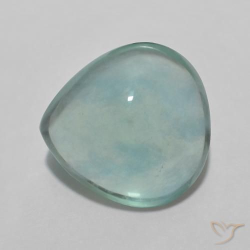 4.84 ct Blue Green Fluorite, 11 x 10.7 mm Pear Cut From India, Photo A