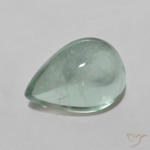 4.20 ct Green Fluorite Stone, Natural Fluorite in Pear Cabochon Shape for Sale