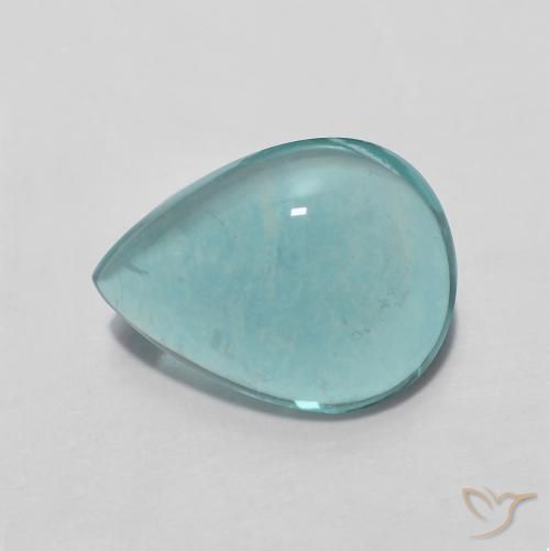 3.49 ct Blue Green Fluorite, 11 x 8.4 mm Pear Cut From India, Photo A