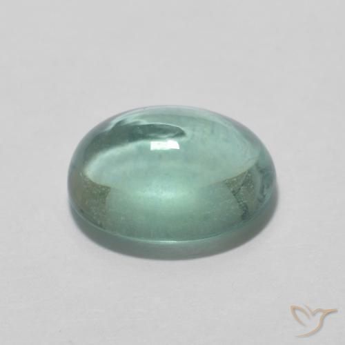 Fluorite Gemstone in 8.9 x 7.4 mm Size for Sale, Fluorite Stone in Very Light Blue Green Color