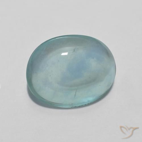 4.94 ct Turquoise Fluorite Stone, Natural Fluorite in Oval Cabochon Shape for Sale