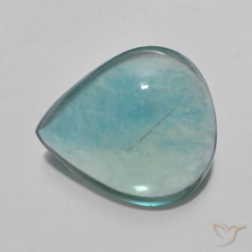 7.89 ct Blue Green Fluorite, 13.4 x 11.7 mm Pear Cut From India, Photo A