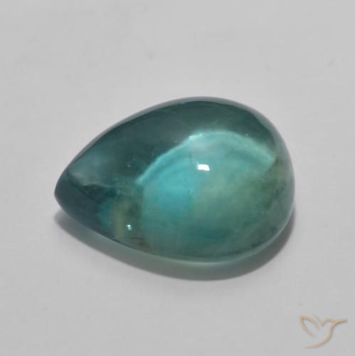 Fluorite Gemstone in 13.4 x 11.7 mm Size for Sale, Fluorite Stone in Blue Green Color