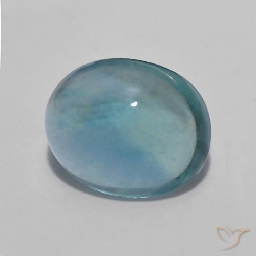 5.61 ct Turquoise Fluorite Stone, Natural Fluorite in Oval Cabochon Shape for Sale