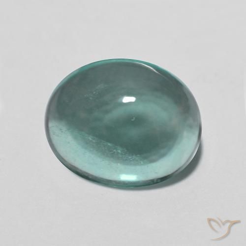 2.76 ct Turquoise Fluorite Stone, Natural Fluorite in Oval Cabochon Shape for Sale