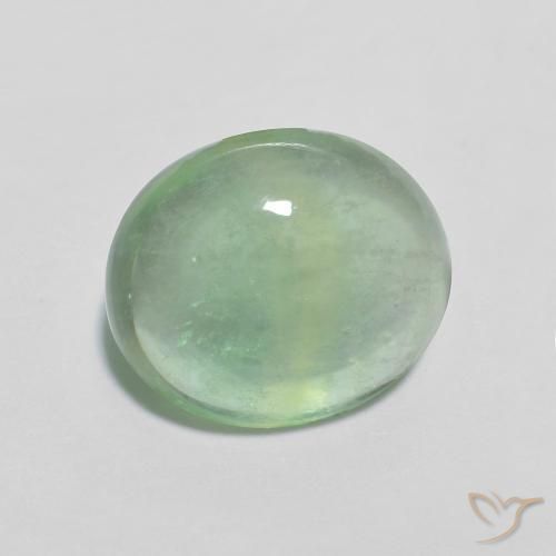 3.71 ct Green Fluorite Stone, Natural Fluorite in Oval Cabochon Shape for Sale