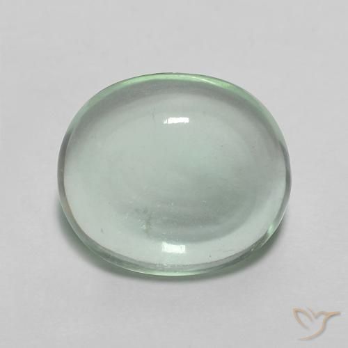 9,3 x 8,1mm ovaler grüner Fluorit aus Indien, Gewicht 3,18 ct, 1 Stück Fluorit - Farbe: Mintgrün, natürlicher Edelstein in Transparent Reinheit, Mohs-Härte von 4, Photo A
