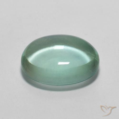 Fluorite Gemstone in 9.4 x 7.4 mm Size for Sale, Fluorite Stone in Very Light Blue Green Color