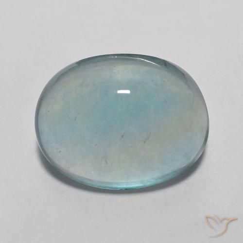 3.98 ct Blue Green Fluorite, 10.8 x 8.4 mm Oval Cut From India, Photo A
