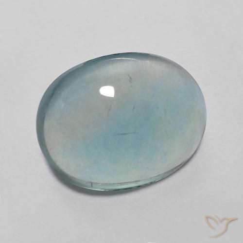 3.98 ct Turquoise Fluorite Stone, Natural Fluorite in Oval Cabochon Shape for Sale
