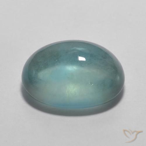 Fluorite Gemstone in 10.8 x 8.4 mm Size for Sale, Fluorite Stone in Very Light Blue Green Color