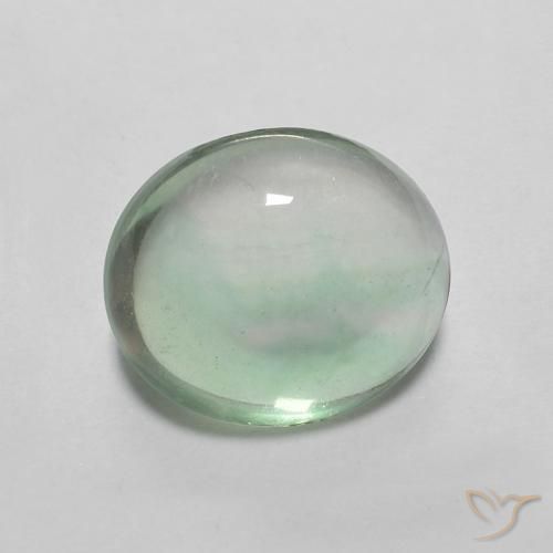 3.58 ct Green Fluorite Stone, Natural Fluorite in Oval Cabochon Shape for Sale