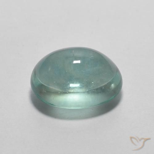 Fluorite Gemstone in 8.6 x 6.7 mm Size for Sale, Fluorite Stone in Very Light Blue Green Color