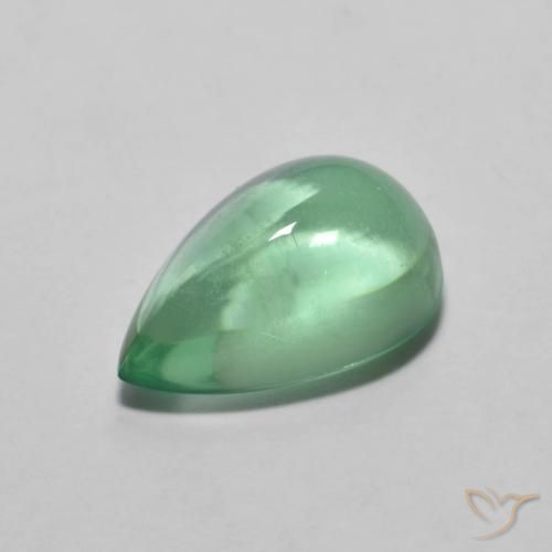 3.79 ct Green Fluorite Stone, Natural Fluorite in Pear Cabochon Shape for Sale