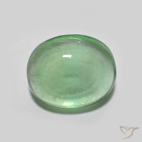 5.26 ct Green Fluorite, 11 x 9.2 mm Oval Cut From India, Photo A