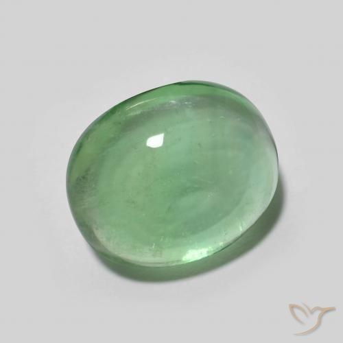 5.26 ct Green Fluorite Stone, Natural Fluorite in Oval Cabochon Shape for Sale