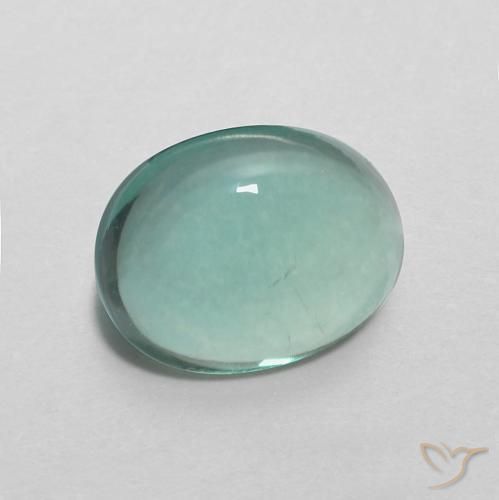 2.93 ct Turquoise Fluorite Stone, Natural Fluorite in Oval Cabochon Shape for Sale