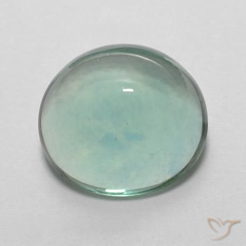 Fluorite bleu-vert de 5,28 ct, coupe ovale de 10,6 x 9,2 mm d'Inde, Photo A
