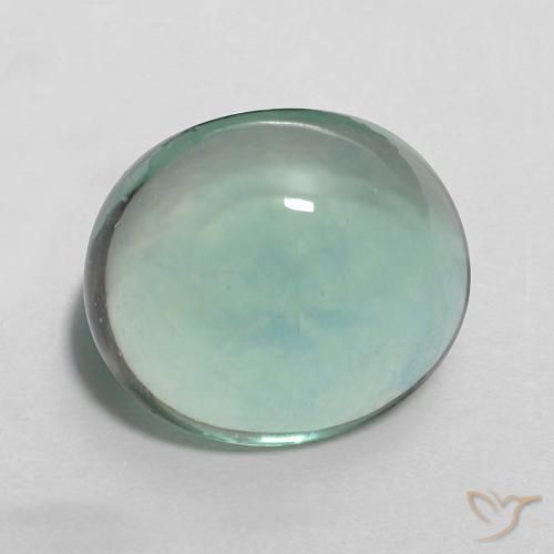 5.28 ct Turquoise Fluorite Stone, Natural Fluorite in Oval Cabochon Shape for Sale