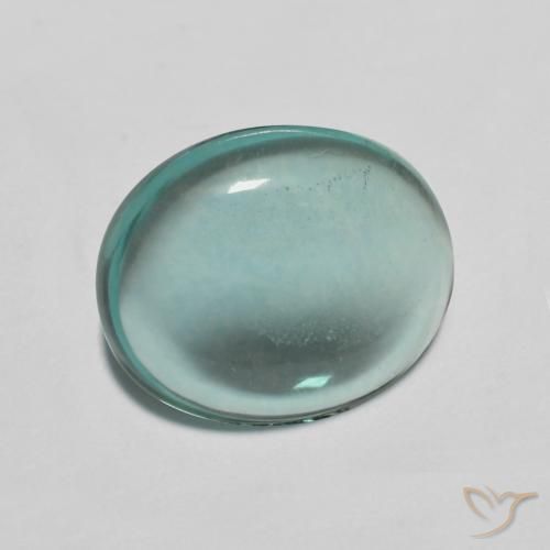 3.08 ct Turquoise Fluorite Stone, Natural Fluorite in Oval Cabochon Shape for Sale