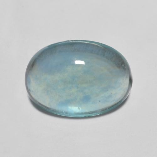 Fluorita Turquesa Ovalada de 10,4 x 7,5mm de India, peso de 3.27 ct, piedra preciosa natural No tratado en Transparente Clarity, Fluorita Cabujón Óvalo de 1 pieza - Color: Verde azul medio, dureza Mohs de 4, Photo A