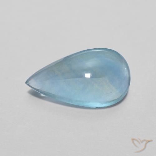 来自印度 2,11 克拉梨形浅蓝绿色萤石,尺寸 10,6 x 6 mm 毫米,天然宝石,透明 净度,1 梨形凸面型萤石,莫氏硬度为 4, Photo A