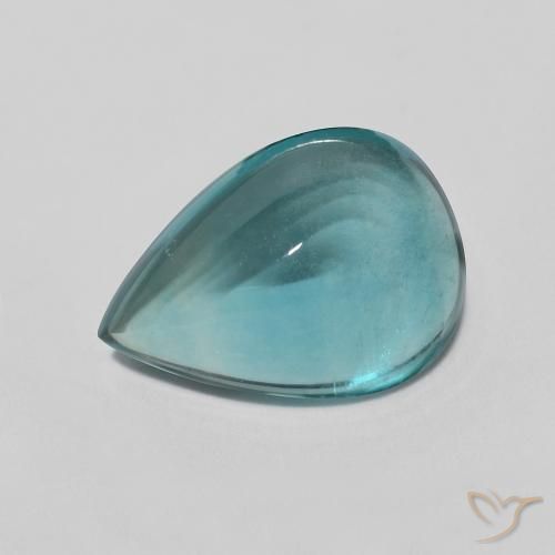 2.97 ct Turquoise Fluorite Stone, Natural Fluorite in Pear Cabochon Shape for Sale
