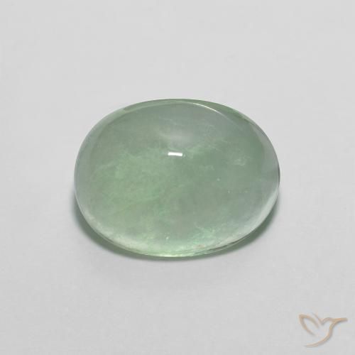 来自印度 6,61 克拉椭圆形绿色萤石,尺寸 12 x 9,3 mm 毫米,天然宝石,透明 净度,1 椭圆形凸面型萤石,莫氏硬度为 4, Photo A