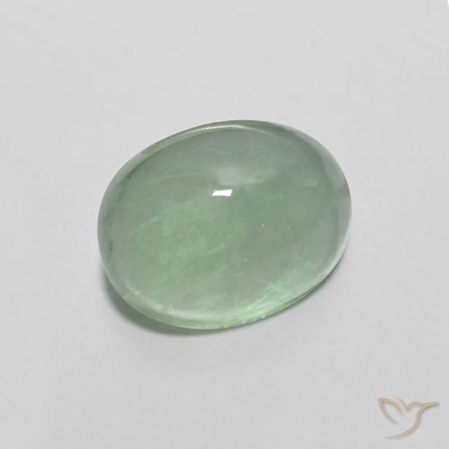 6.61 ct Green Fluorite Stone, Natural Fluorite in Oval Cabochon Shape for Sale