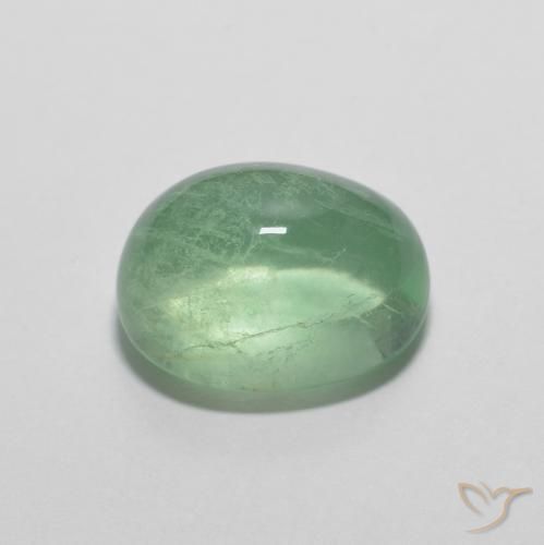 Fluorite Gemstone in 12 x 9.3 mm Size for Sale, Fluorite Stone in Medium Green Color
