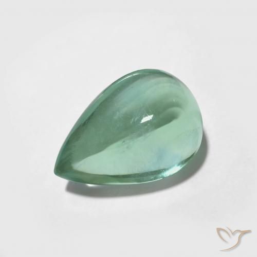 3.87 ct Turquoise Fluorite Stone, Natural Fluorite in Pear Cabochon Shape for Sale
