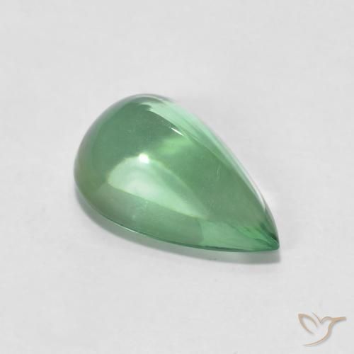 3.66 ct Green Fluorite Stone, Natural Fluorite in Pear Cabochon Shape for Sale
