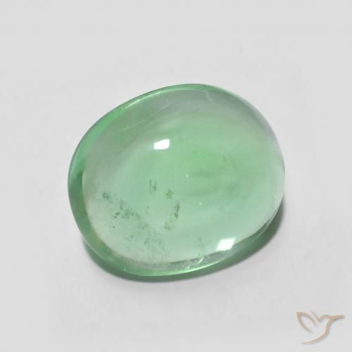 5.35 ct Green Fluorite Stone, Natural Fluorite in Oval Cabochon Shape for Sale